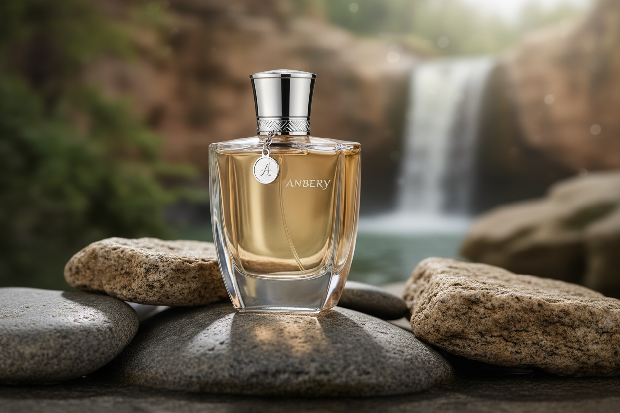 anbery bottle perfume on the same rocks elegant style 